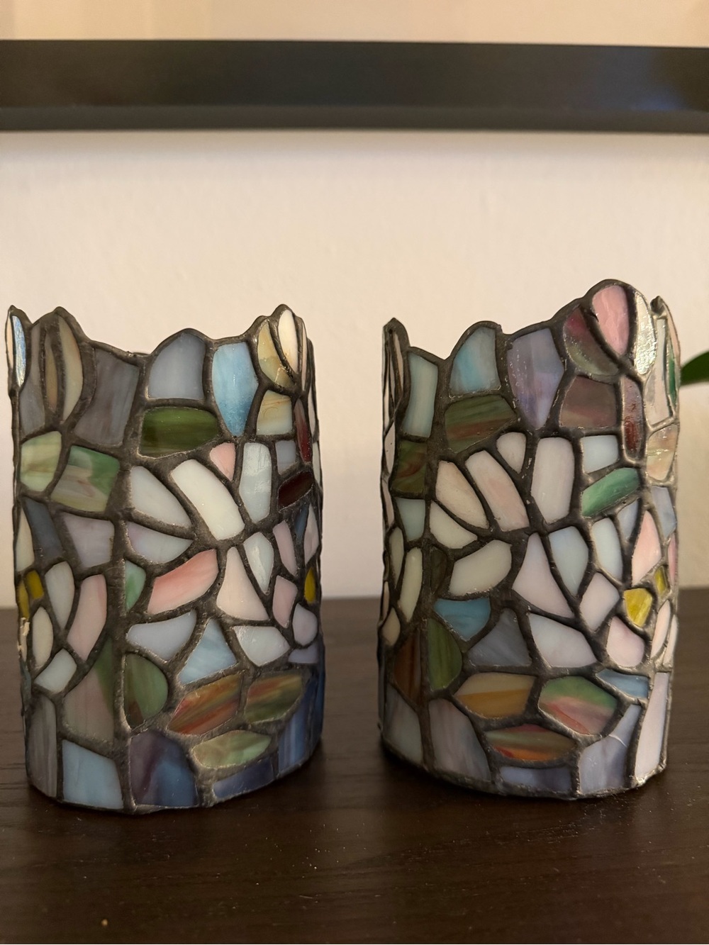 Tiffany Glass Candle Holders - Multicolor